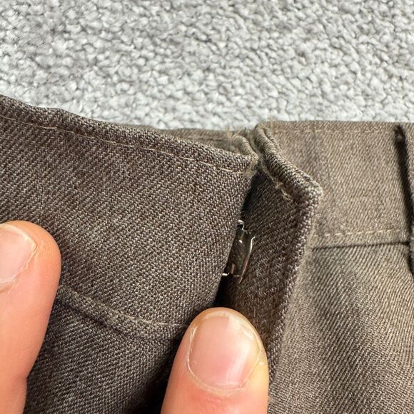 Levi's Action Slacks Vintage 80s Dress Pants Mens 36x29 Brown Flat Front Trouser - Picture 4 of 16